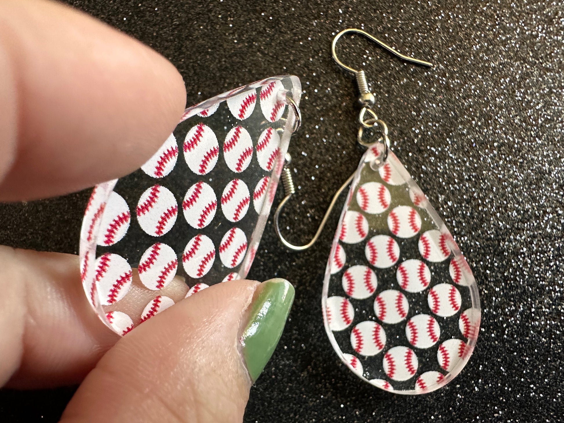Baseball Earrings: Laser Cut Acrylic Baseball Balls, Sports Team, Sport Teams, Pitcher, Play, MLB, Baseballs, Best Gifts for Her/Him/Them