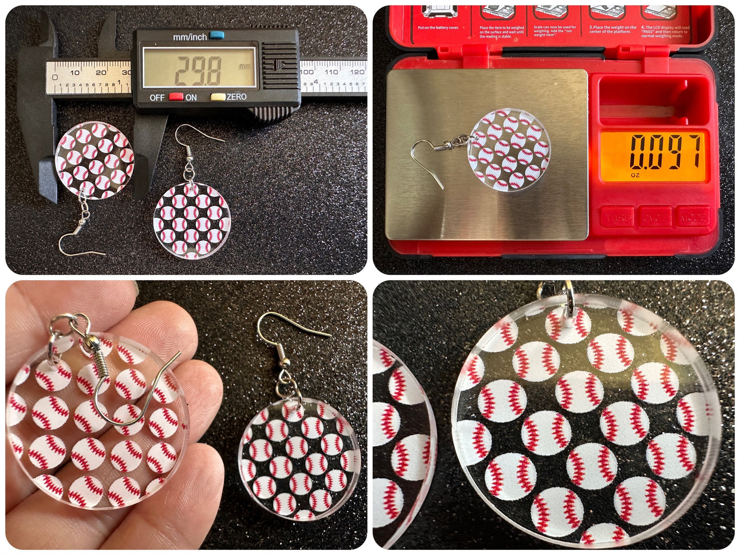Baseball Earrings: Laser Cut Acrylic Baseball Balls, Sports Team, Sport Teams, Pitcher, Play, MLB, Baseballs, Best Gifts for Her/Him/Them