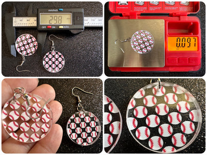 Baseball Earrings: Laser Cut Acrylic Baseball Balls, Sports Team, Sport Teams, Pitcher, Play, MLB, Baseballs, Best Gifts for Her/Him/Them
