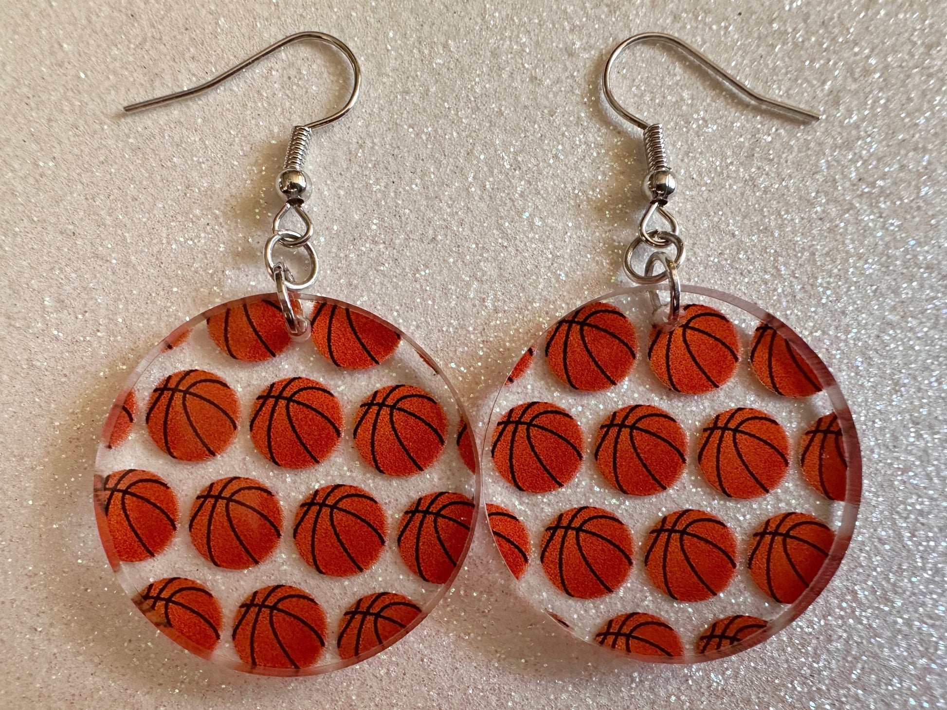 Basketball Earrings: Laser Cut Acrylic Basketball Balls, Sports, NBA, PE Class, Sports Team, Sport Teams, Best Gifts for Her/Him/Them