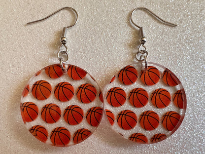 Basketball Earrings: Laser Cut Acrylic Basketball Balls, Sports, NBA, PE Class, Sports Team, Sport Teams, Best Gifts for Her/Him/Them