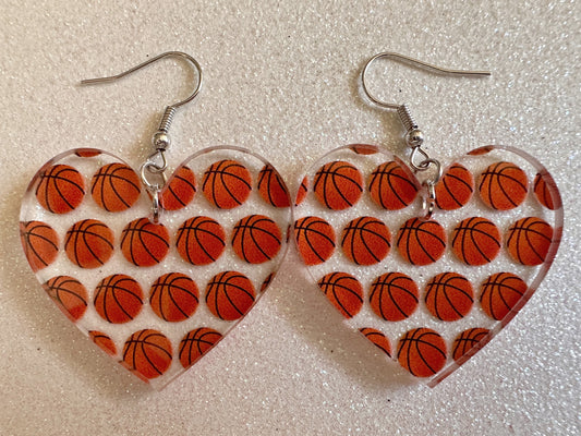 Basketball Earrings: Laser Cut Acrylic Basketball Balls, Sports, NBA, PE Class, Sports Team, Sport Teams, Best Gifts for Her/Him/Them