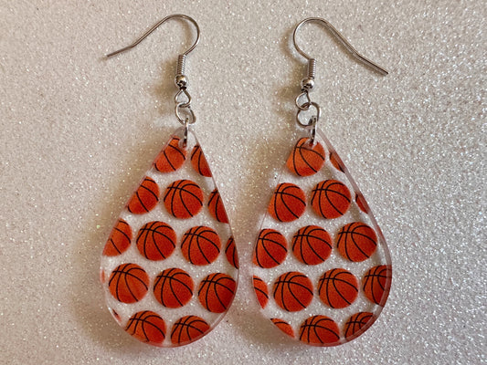 Basketball Earrings: Laser Cut Acrylic Basketball Balls, Sports, NBA, PE Class, Sports Team, Sport Teams, Best Gifts for Her/Him/Them