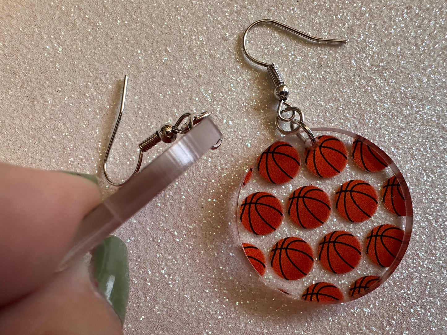 Basketball Earrings: Laser Cut Acrylic Basketball Balls, Sports, NBA, PE Class, Sports Team, Sport Teams, Best Gifts for Her/Him/Them