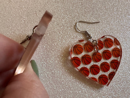 Basketball Earrings: Laser Cut Acrylic Basketball Balls, Sports, NBA, PE Class, Sports Team, Sport Teams, Best Gifts for Her/Him/Them