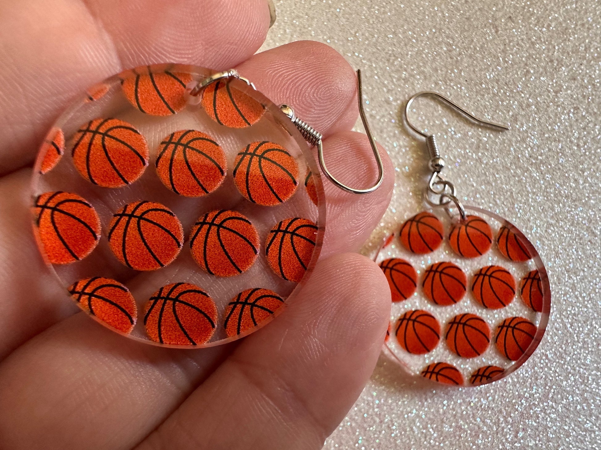 Basketball Earrings: Laser Cut Acrylic Basketball Balls, Sports, NBA, PE Class, Sports Team, Sport Teams, Best Gifts for Her/Him/Them