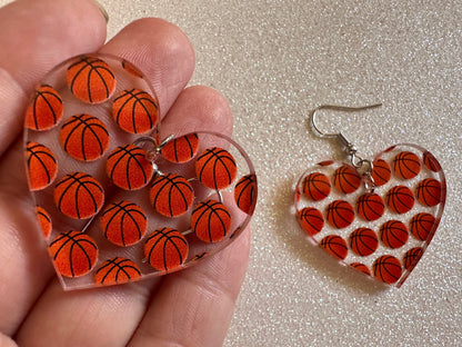 Basketball Earrings: Laser Cut Acrylic Basketball Balls, Sports, NBA, PE Class, Sports Team, Sport Teams, Best Gifts for Her/Him/Them