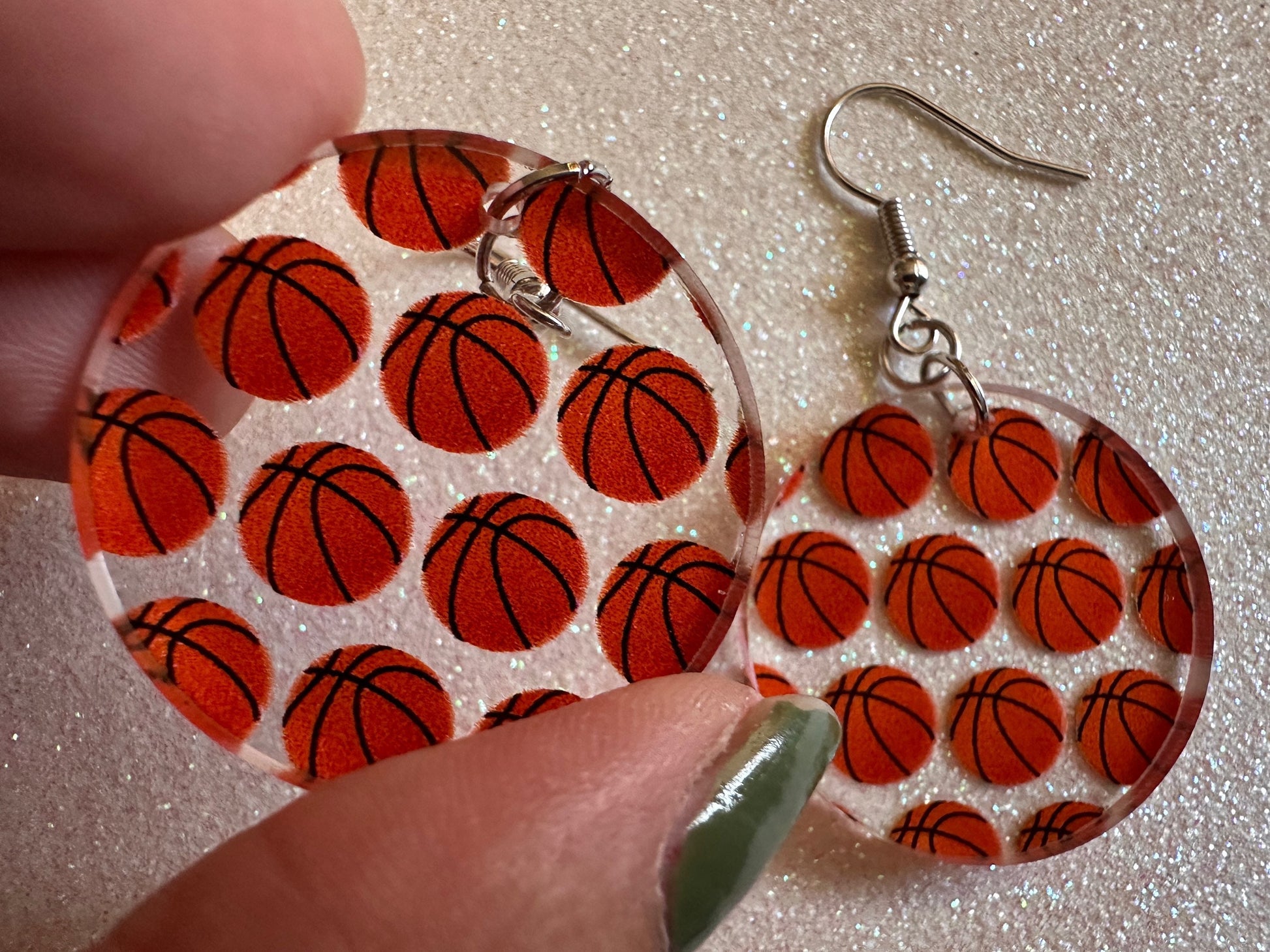 Basketball Earrings: Laser Cut Acrylic Basketball Balls, Sports, NBA, PE Class, Sports Team, Sport Teams, Best Gifts for Her/Him/Them