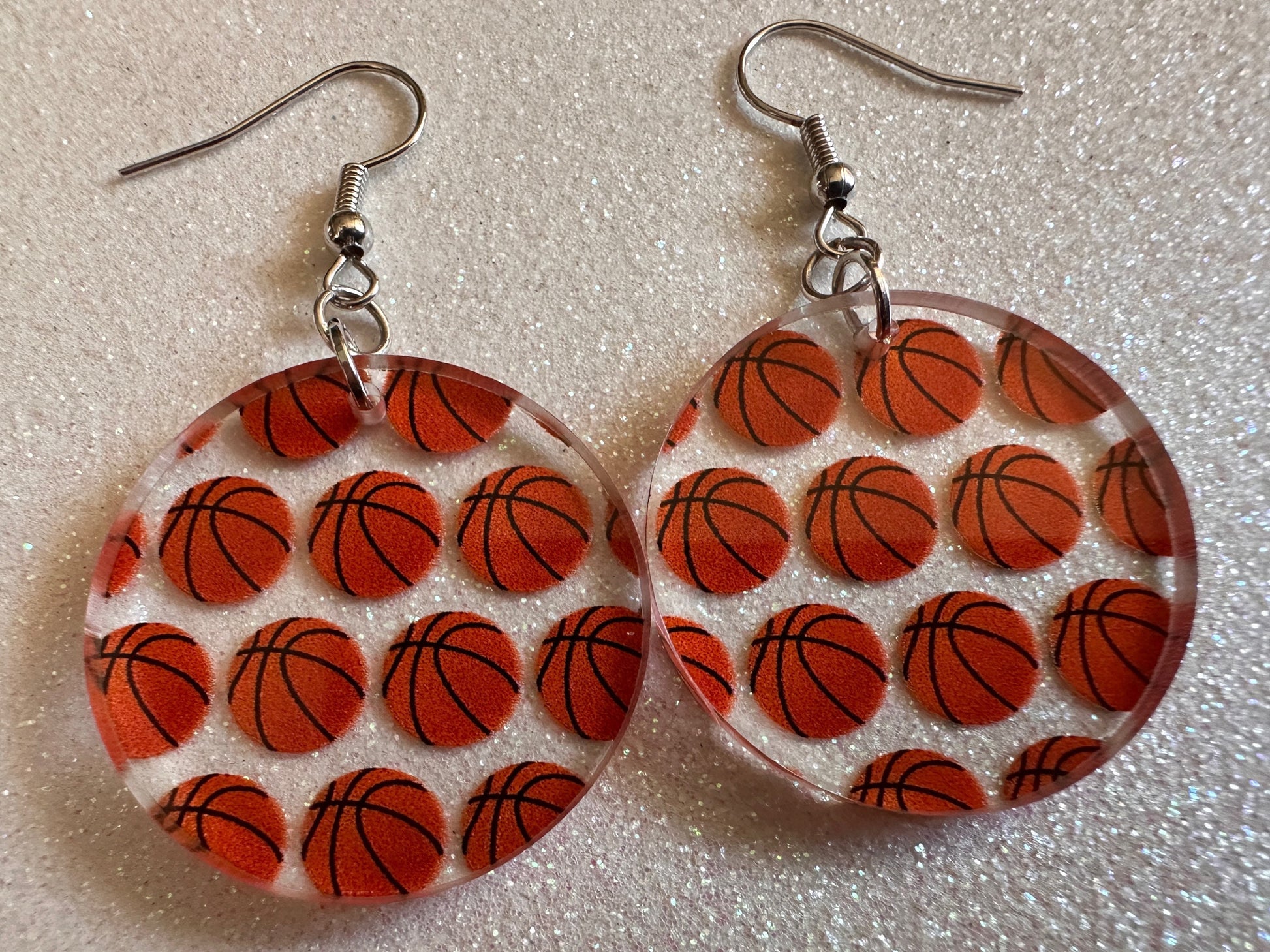 Basketball Earrings: Laser Cut Acrylic Basketball Balls, Sports, NBA, PE Class, Sports Team, Sport Teams, Best Gifts for Her/Him/Them