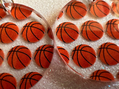 Basketball Earrings: Laser Cut Acrylic Basketball Balls, Sports, NBA, PE Class, Sports Team, Sport Teams, Best Gifts for Her/Him/Them