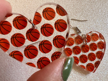 Basketball Earrings: Laser Cut Acrylic Basketball Balls, Sports, NBA, PE Class, Sports Team, Sport Teams, Best Gifts for Her/Him/Them