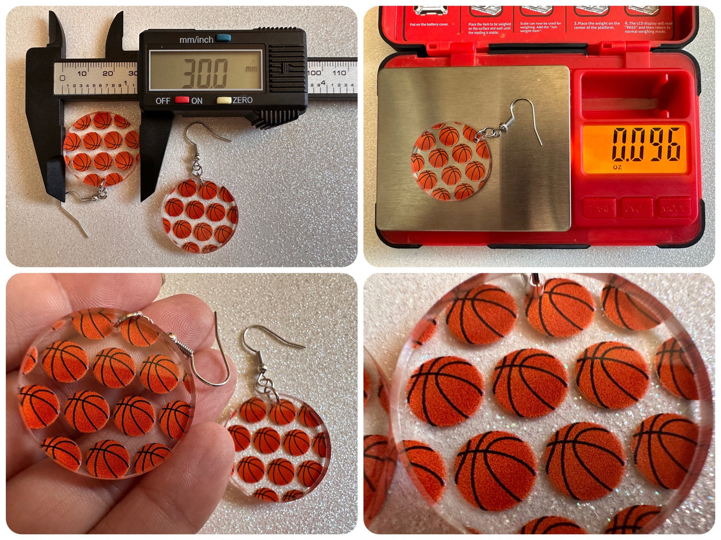 Basketball Earrings: Laser Cut Acrylic Basketball Balls, Sports, NBA, PE Class, Sports Team, Sport Teams, Best Gifts for Her/Him/Them