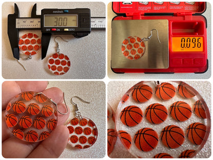 Basketball Earrings: Laser Cut Acrylic Basketball Balls, Sports, NBA, PE Class, Sports Team, Sport Teams, Best Gifts for Her/Him/Them