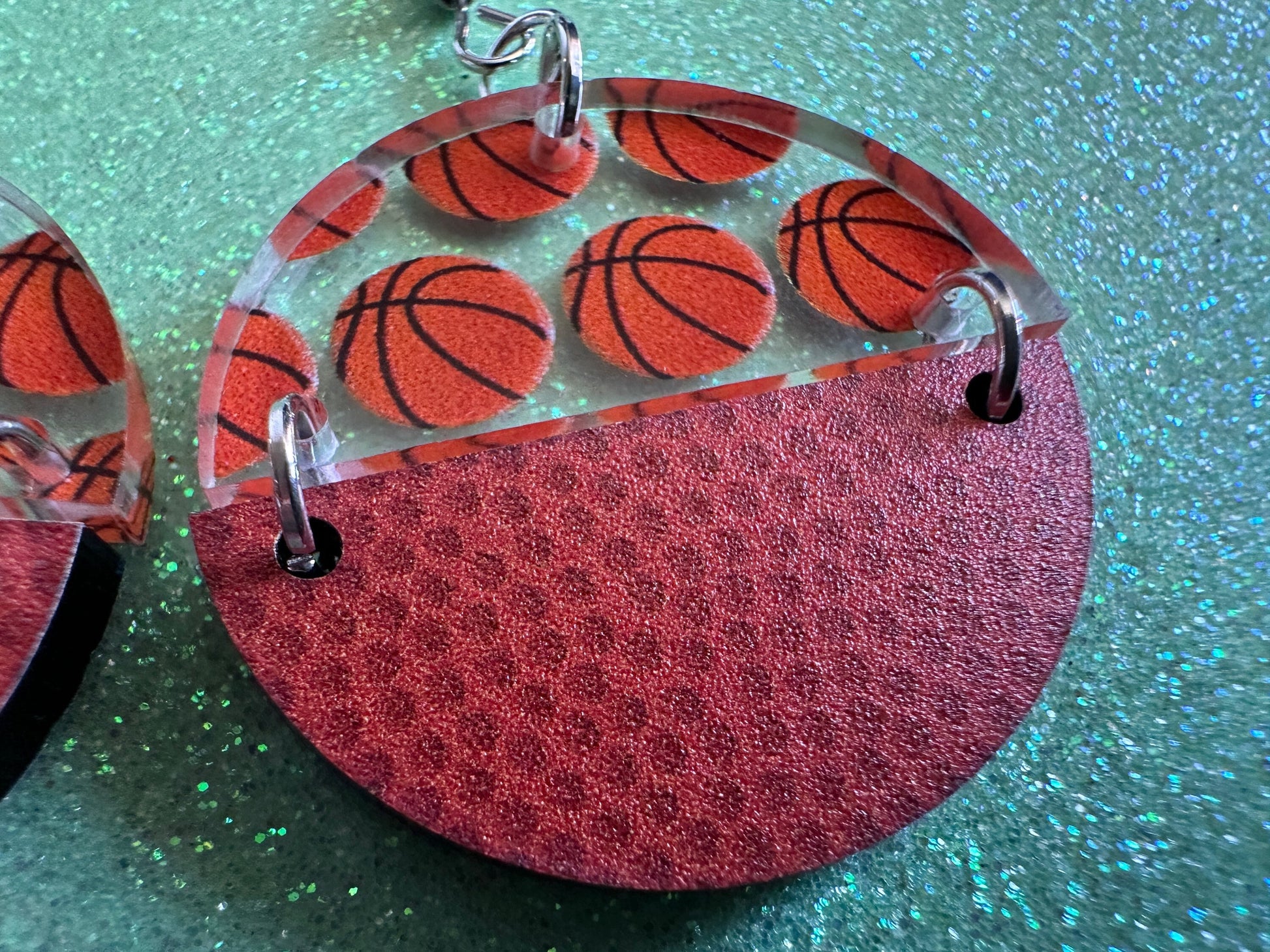 Basketball Earrings: Laser Cut Acrylic Basketball Print, Sports, NBA, PE Class, Sports Team, Sport Teams, Best Gifts for Her/Him/Them