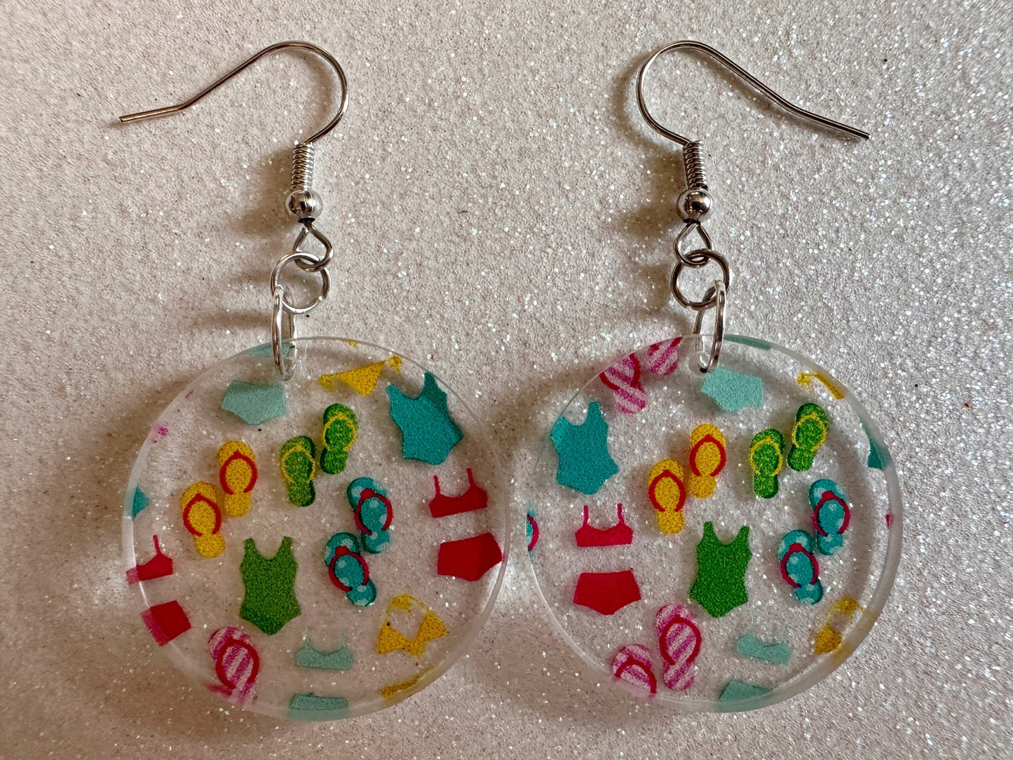 Bathing Suit & Flipflops Earrings: Laser Cut Acrylic Summer, Bikini, Beach, Swim, Flip Flops, Slippers, Thongs, Best Gifts for Her/Him/Them