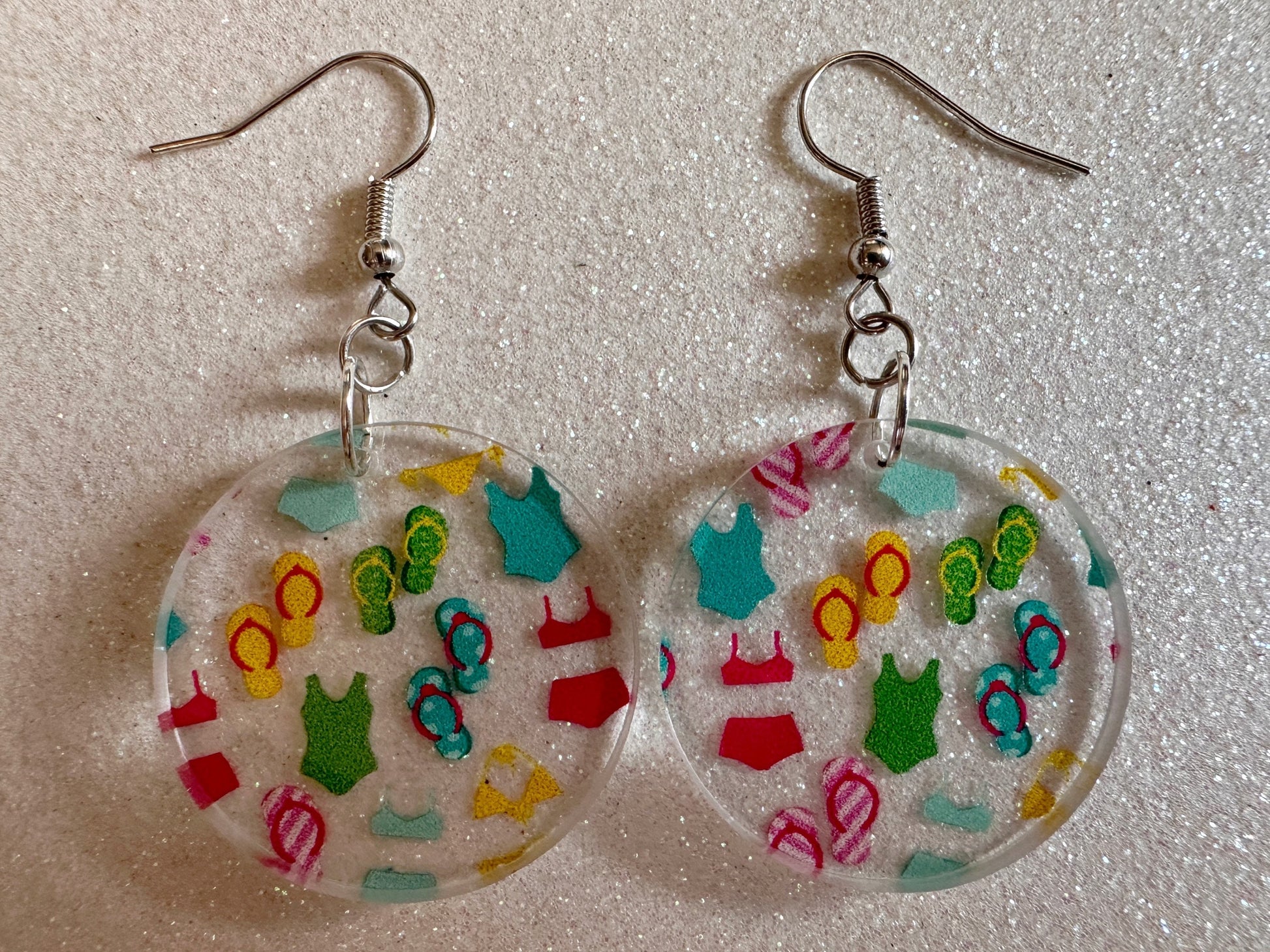 Bathing Suit & Flipflops Earrings: Laser Cut Acrylic Summer, Bikini, Beach, Swim, Flip Flops, Slippers, Thongs, Best Gifts for Her/Him/Them