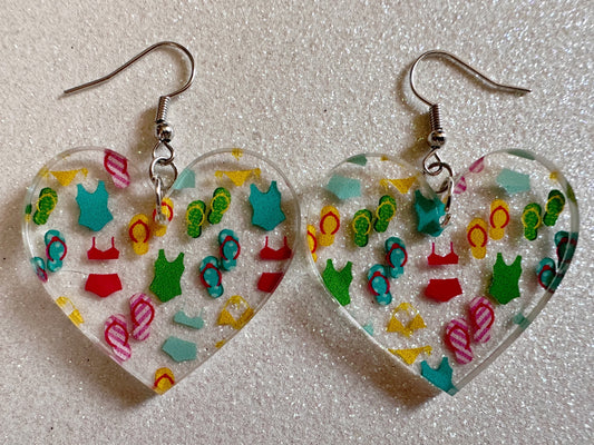 Bathing Suit & Flipflops Earrings: Laser Cut Acrylic Summer, Bikini, Beach, Swim, Flip Flops, Slippers, Thongs, Best Gifts for Her/Him/Them