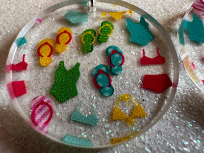 Bathing Suit & Flipflops Earrings: Laser Cut Acrylic Summer, Bikini, Beach, Swim, Flip Flops, Slippers, Thongs, Best Gifts for Her/Him/Them