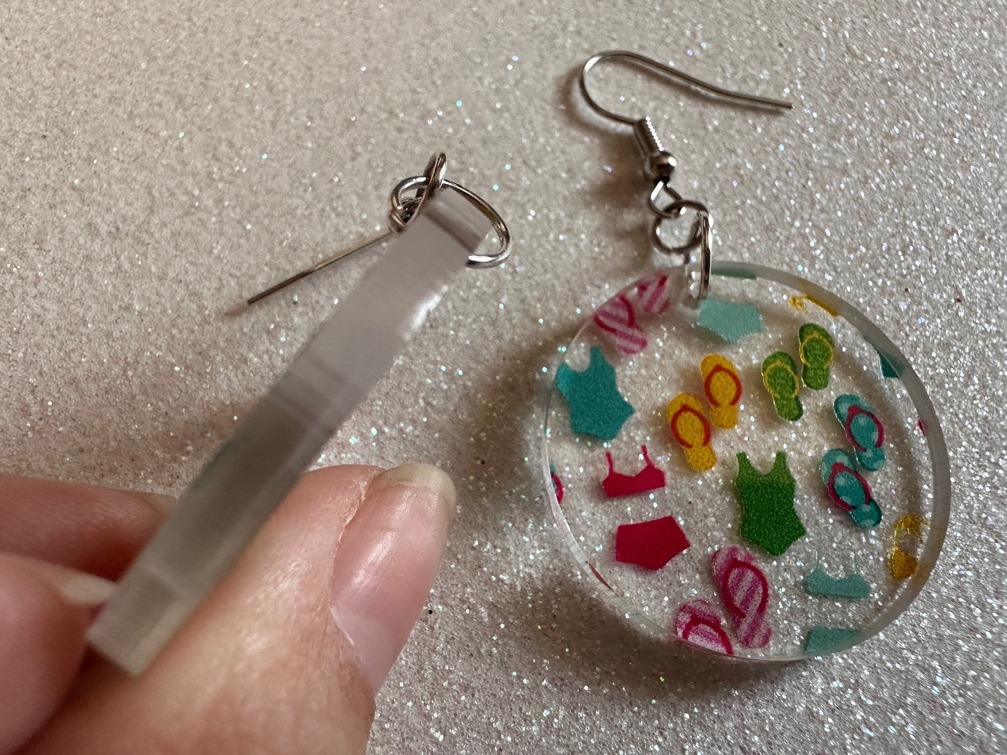 Bathing Suit & Flipflops Earrings: Laser Cut Acrylic Summer, Bikini, Beach, Swim, Flip Flops, Slippers, Thongs, Best Gifts for Her/Him/Them