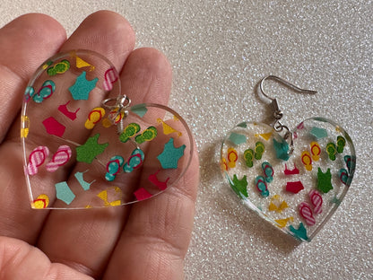 Bathing Suit & Flipflops Earrings: Laser Cut Acrylic Summer, Bikini, Beach, Swim, Flip Flops, Slippers, Thongs, Best Gifts for Her/Him/Them