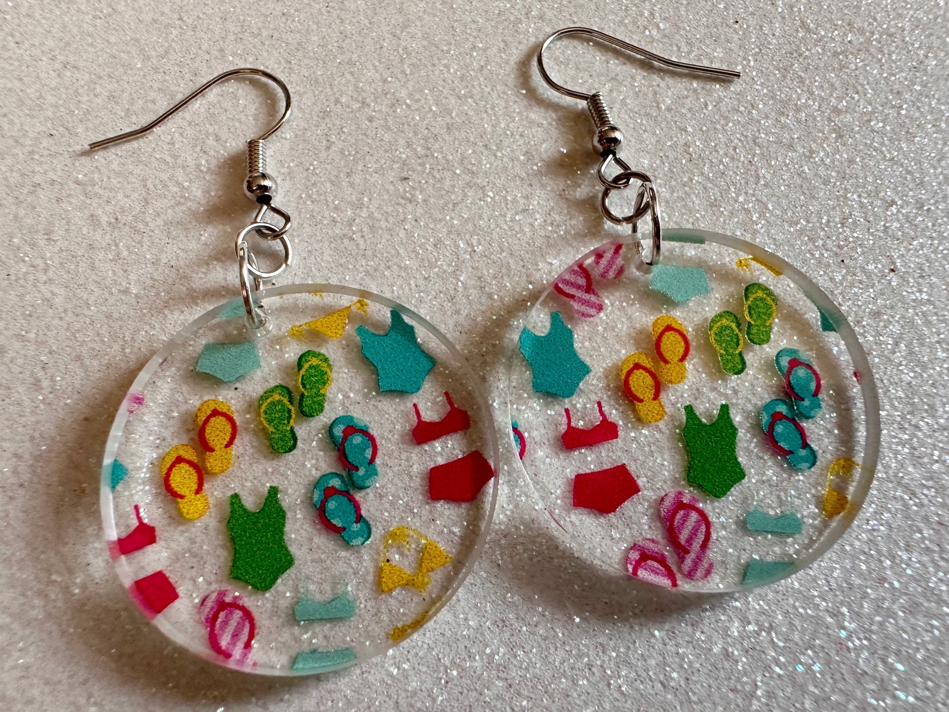 Bathing Suit & Flipflops Earrings: Laser Cut Acrylic Summer, Bikini, Beach, Swim, Flip Flops, Slippers, Thongs, Best Gifts for Her/Him/Them
