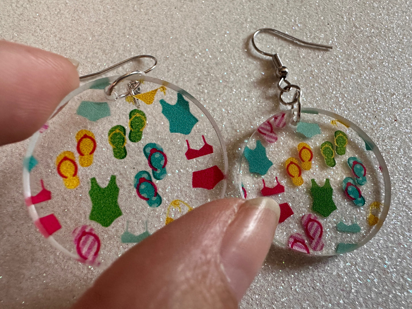 Bathing Suit & Flipflops Earrings: Laser Cut Acrylic Summer, Bikini, Beach, Swim, Flip Flops, Slippers, Thongs, Best Gifts for Her/Him/Them