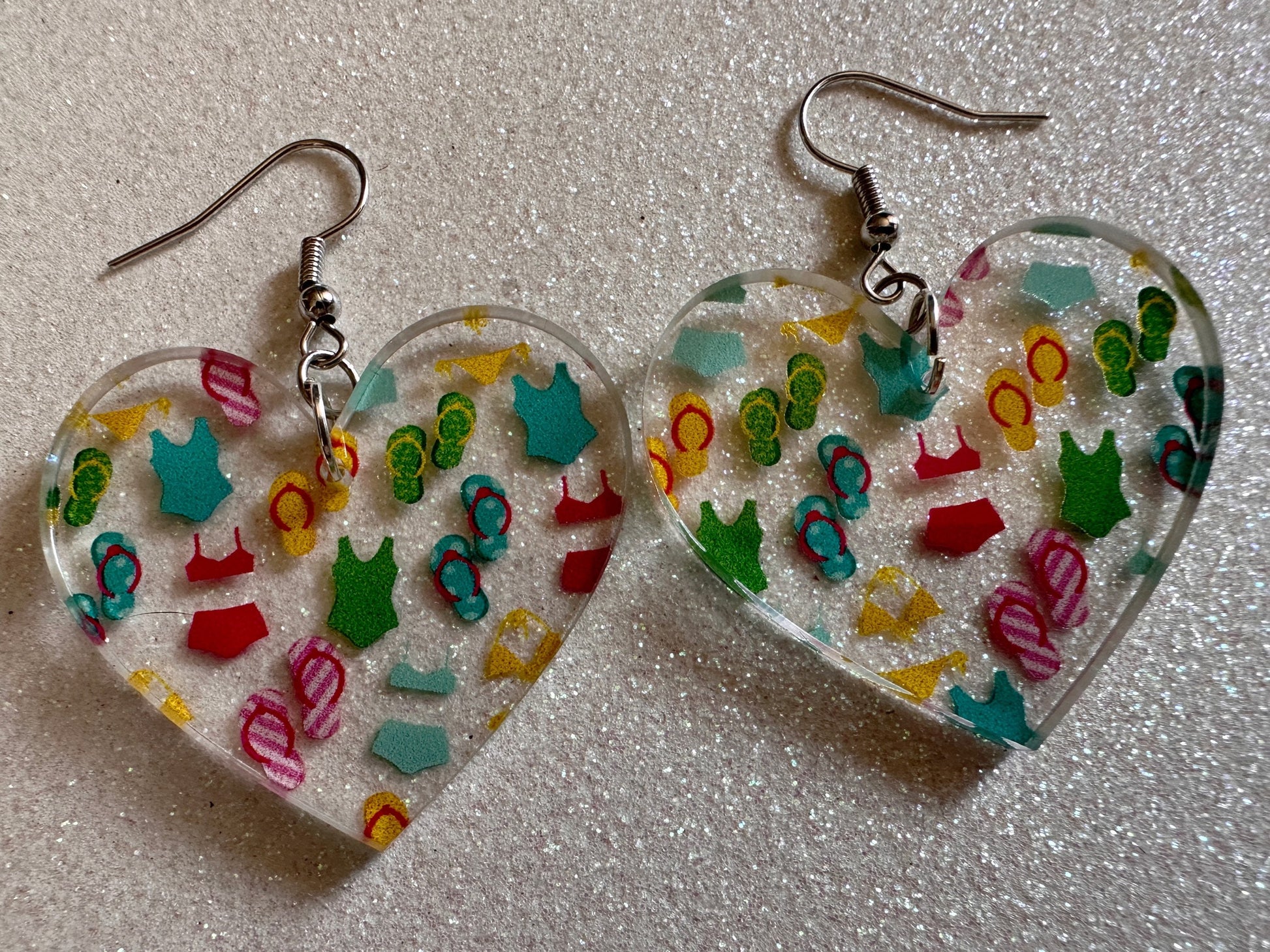 Bathing Suit & Flipflops Earrings: Laser Cut Acrylic Summer, Bikini, Beach, Swim, Flip Flops, Slippers, Thongs, Best Gifts for Her/Him/Them