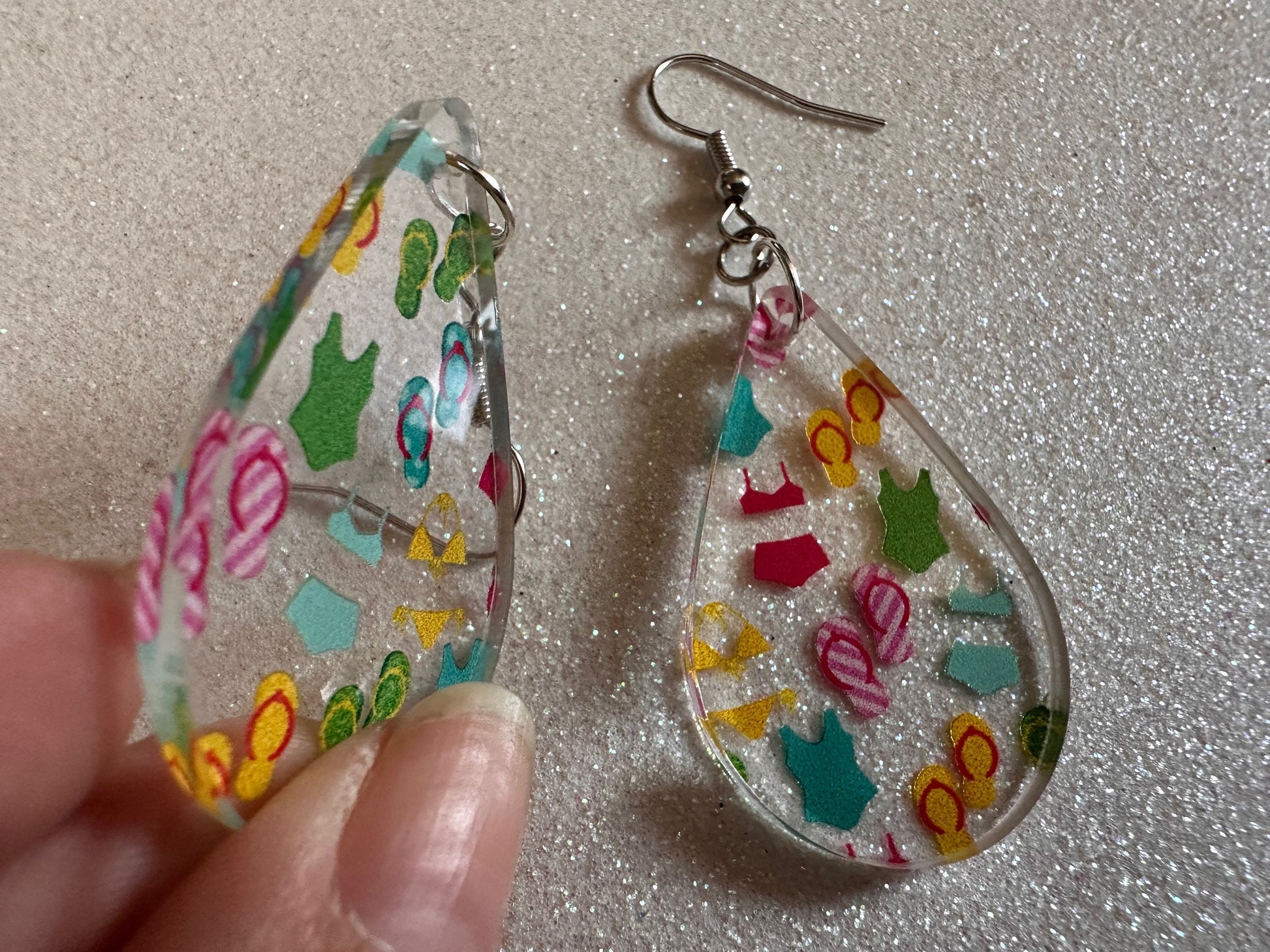 Bathing Suit & Flipflops Earrings: Laser Cut Acrylic Summer, Bikini, Beach, Swim, Flip Flops, Slippers, Thongs, Best Gifts for Her/Him/Them