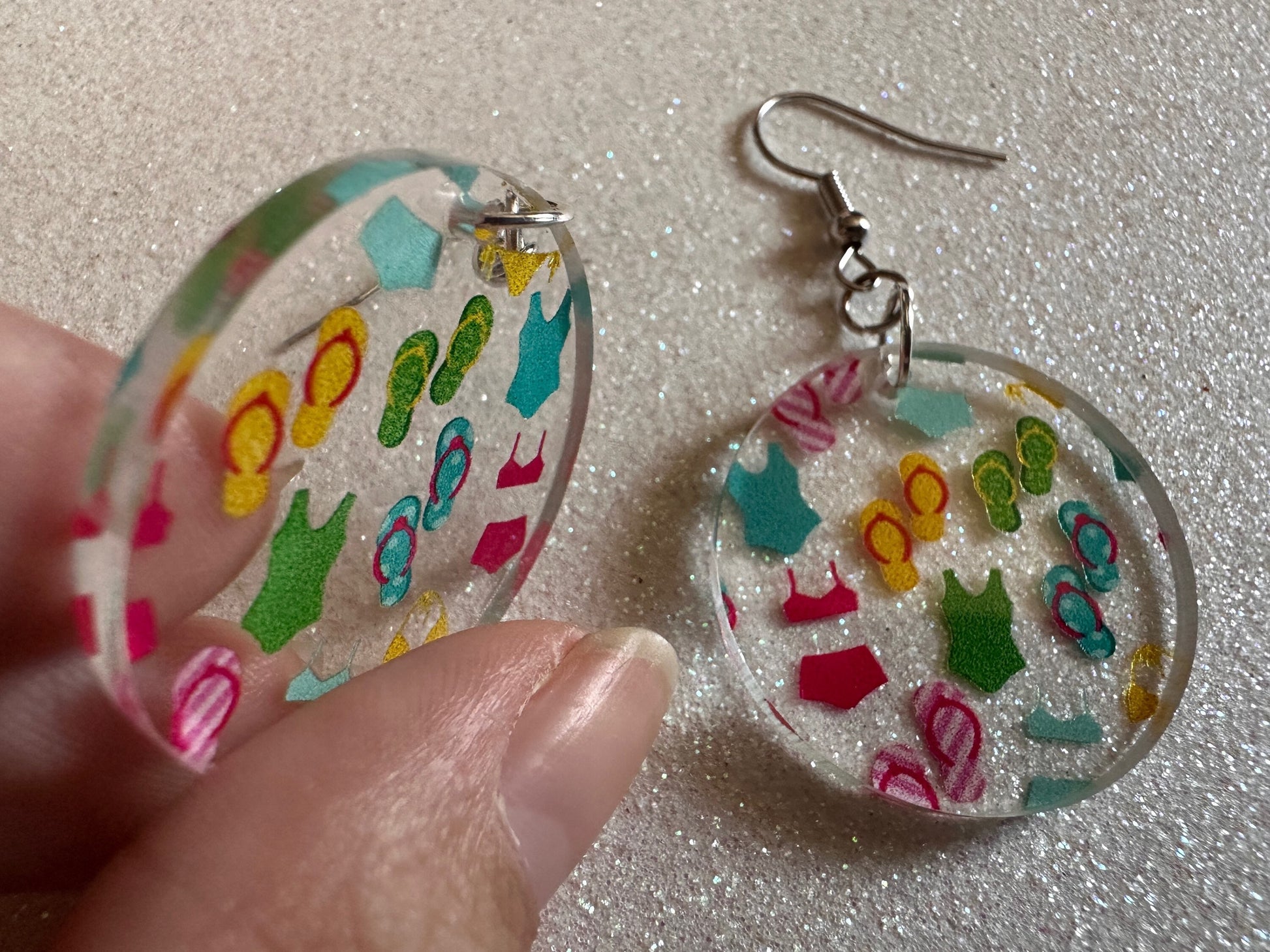 Bathing Suit & Flipflops Earrings: Laser Cut Acrylic Summer, Bikini, Beach, Swim, Flip Flops, Slippers, Thongs, Best Gifts for Her/Him/Them