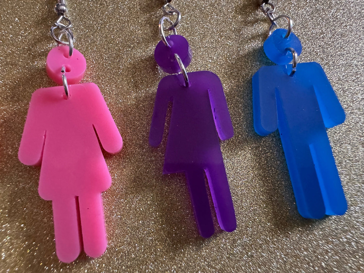 Bathroom Gender Identity Earrings: Laser Cut Acrylic Gender Signs, She/He/They Pronouns, Pride Week, Trans, Best Gifts for Her/Him/Them