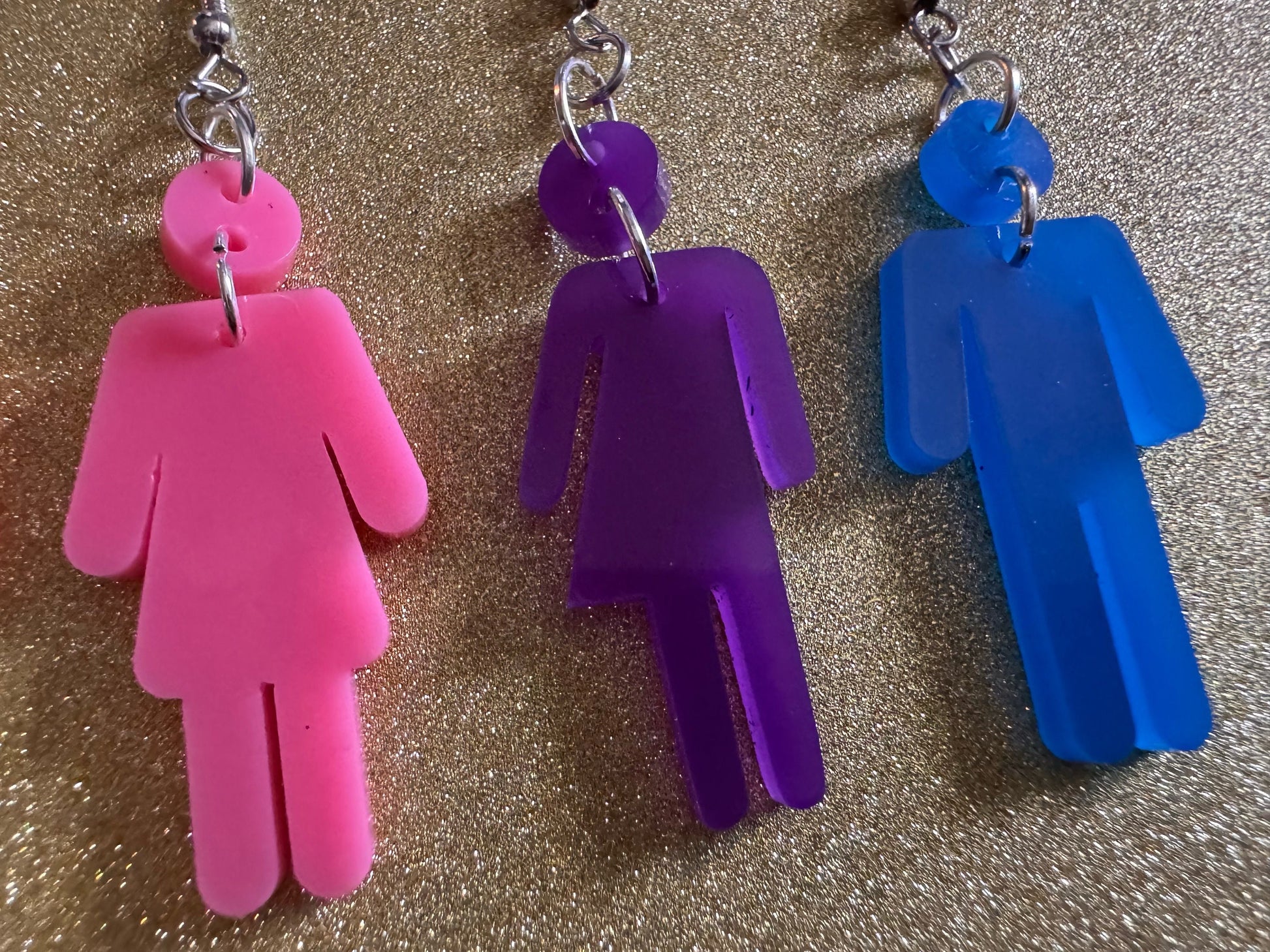 Bathroom Gender Identity Earrings: Laser Cut Acrylic Gender Signs, She/He/They Pronouns, Pride Week, Trans, Best Gifts for Her/Him/Them