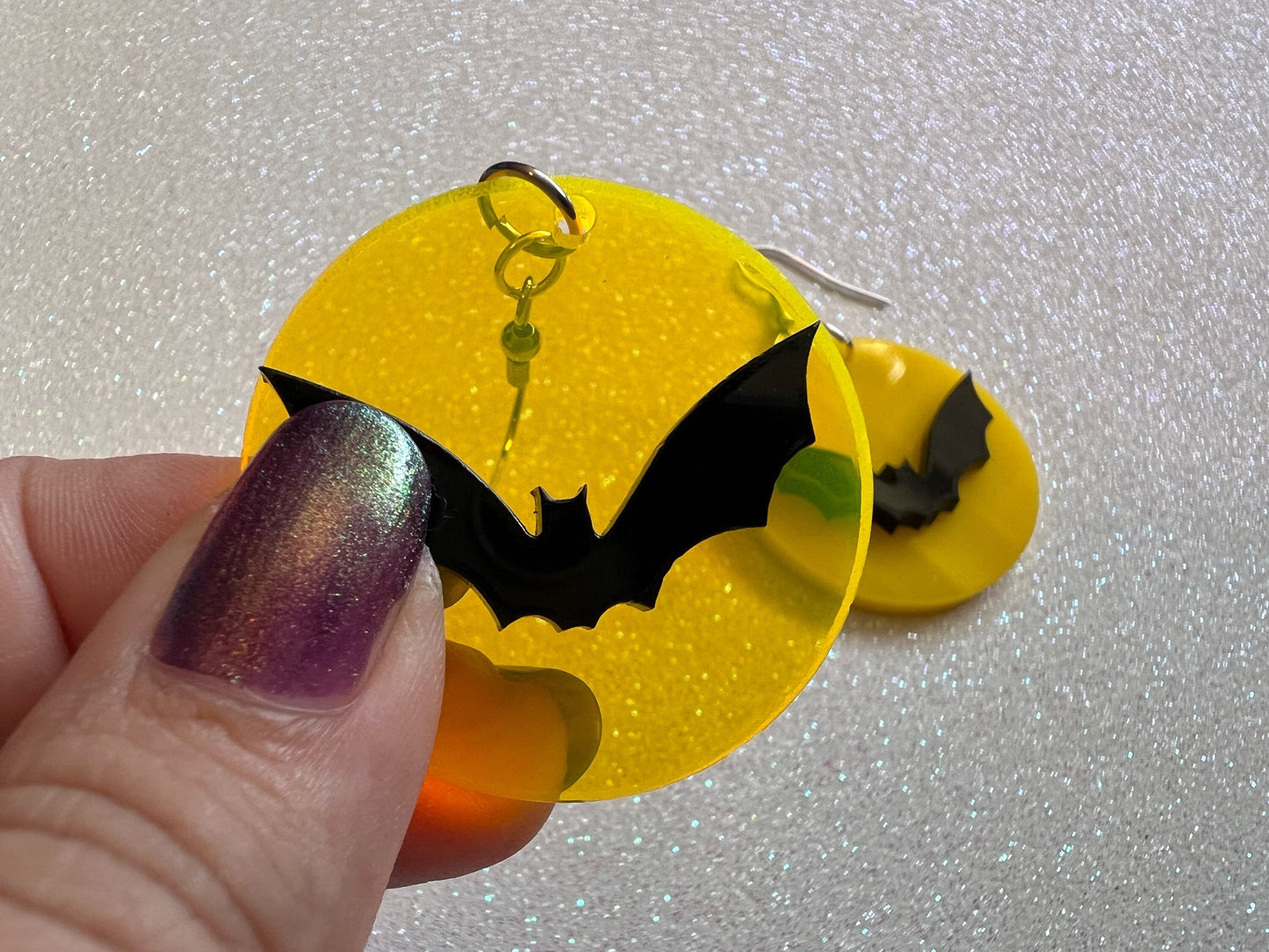 Bats & Full Moon Earrings: Laser Cut Acrylic Halloween Earrings, Silhouette Bats, Vampire, Horror, Scary, Best Gifts for Her/Him/Them