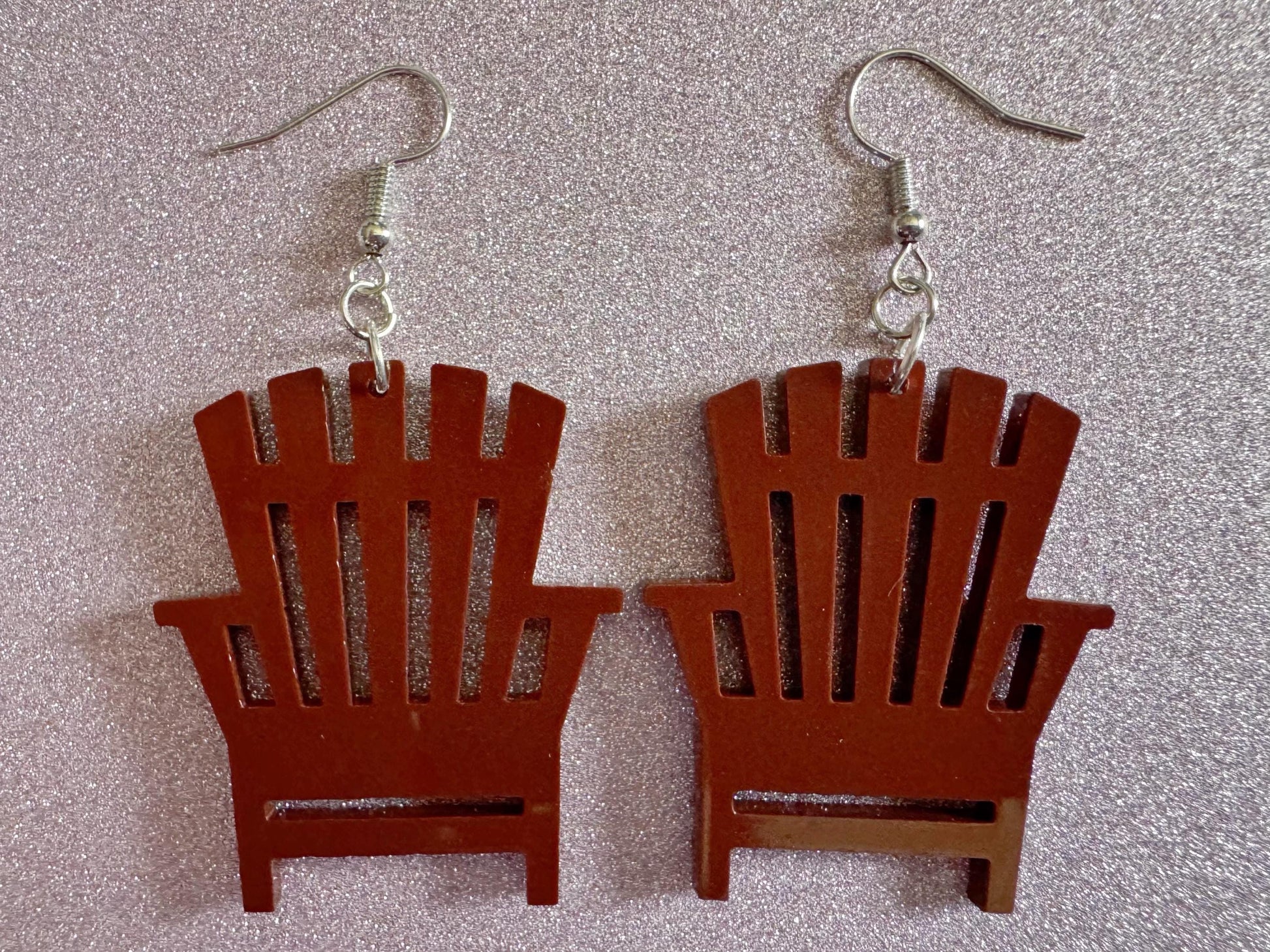 Beach Chair Earrings: Laser Cut Acrylic Chairs, Brown Lawn Chair, Earrings, Mini Furniture, Vacay, Hawaii, Best Gifts for Her/Him/Them