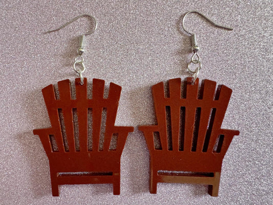 Beach Chair Earrings: Laser Cut Acrylic Chairs, Brown Lawn Chair, Earrings, Mini Furniture, Vacay, Hawaii, Best Gifts for Her/Him/Them