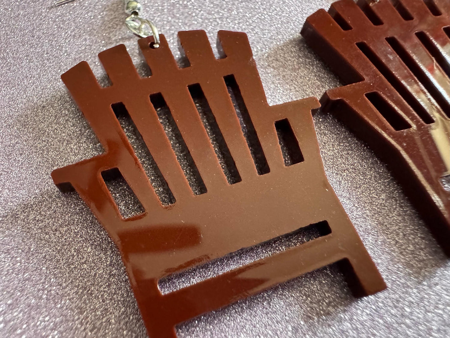 Beach Chair Earrings: Laser Cut Acrylic Chairs, Brown Lawn Chair, Earrings, Mini Furniture, Vacay, Hawaii, Best Gifts for Her/Him/Them