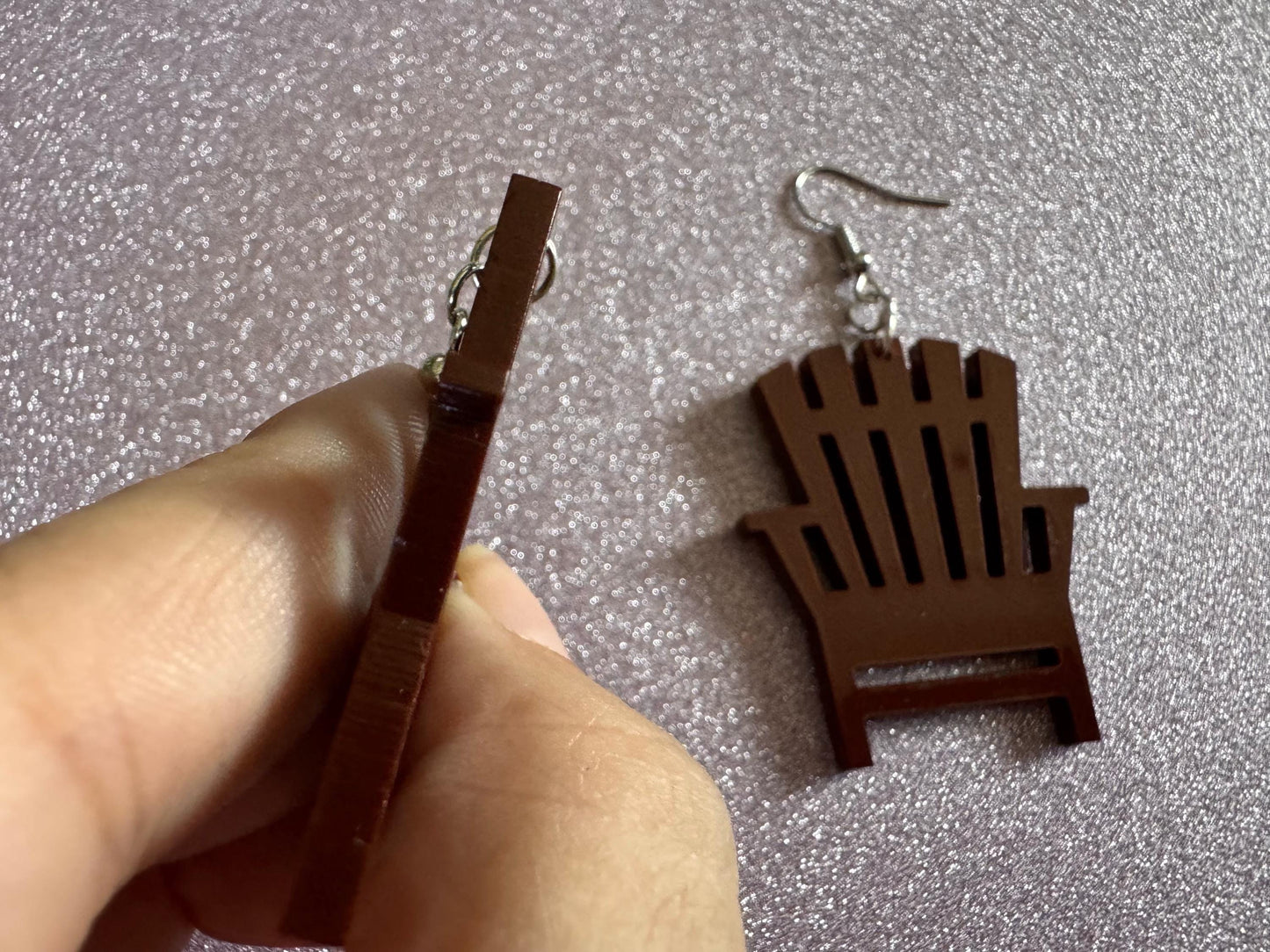 Beach Chair Earrings: Laser Cut Acrylic Chairs, Brown Lawn Chair, Earrings, Mini Furniture, Vacay, Hawaii, Best Gifts for Her/Him/Them