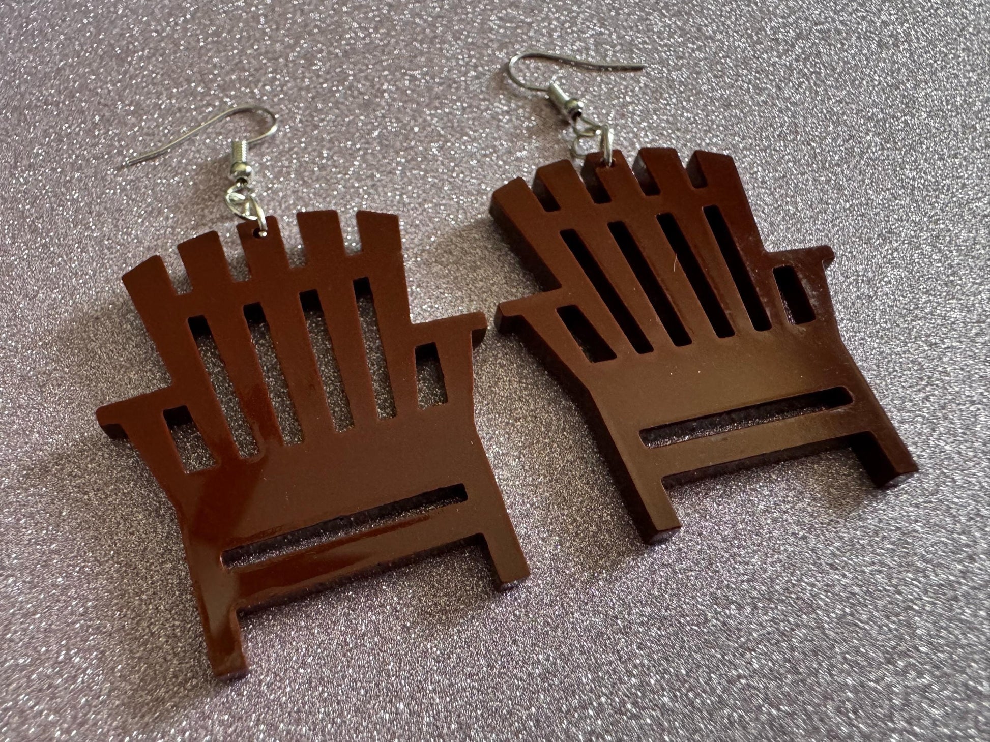 Beach Chair Earrings: Laser Cut Acrylic Chairs, Brown Lawn Chair, Earrings, Mini Furniture, Vacay, Hawaii, Best Gifts for Her/Him/Them