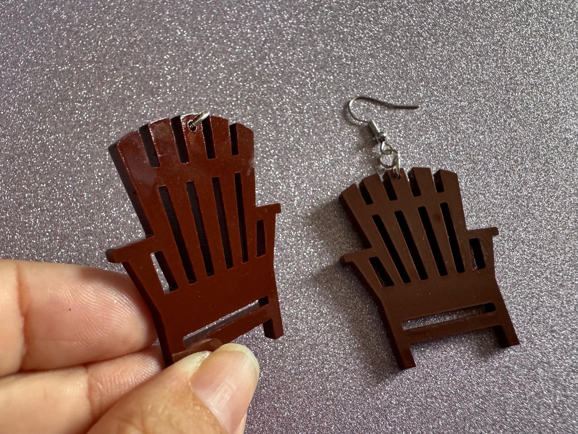 Beach Chair Earrings: Laser Cut Acrylic Chairs, Brown Lawn Chair, Earrings, Mini Furniture, Vacay, Hawaii, Best Gifts for Her/Him/Them