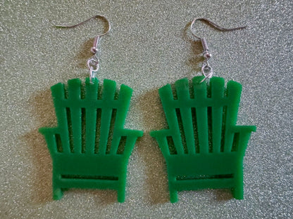 Beach Chair Earrings: Laser Cut Acrylic Chairs, Lawn Chair, Green Earrings, Mini Furniture, Vacay, Hawaii, Best Gifts for Her/Him/Them