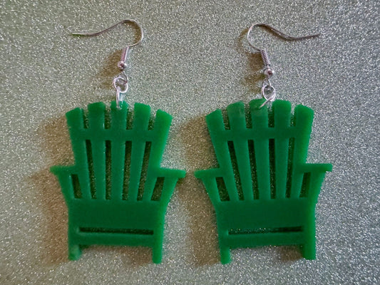 Beach Chair Earrings: Laser Cut Acrylic Chairs, Lawn Chair, Green Earrings, Mini Furniture, Vacay, Hawaii, Best Gifts for Her/Him/Them