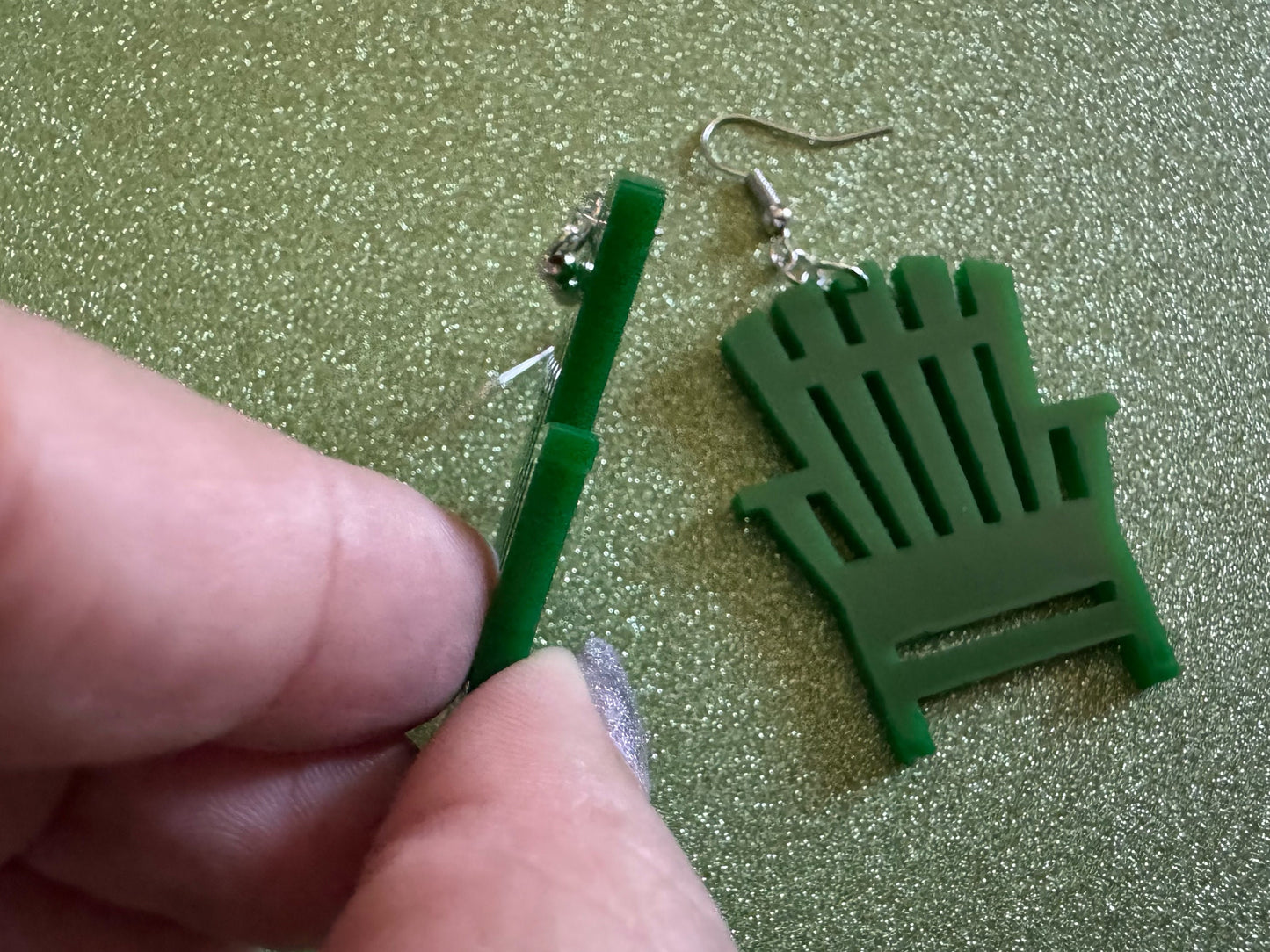 Beach Chair Earrings: Laser Cut Acrylic Chairs, Lawn Chair, Green Earrings, Mini Furniture, Vacay, Hawaii, Best Gifts for Her/Him/Them