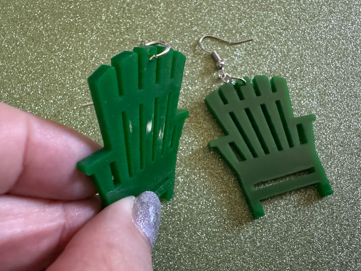 Beach Chair Earrings: Laser Cut Acrylic Chairs, Lawn Chair, Green Earrings, Mini Furniture, Vacay, Hawaii, Best Gifts for Her/Him/Them