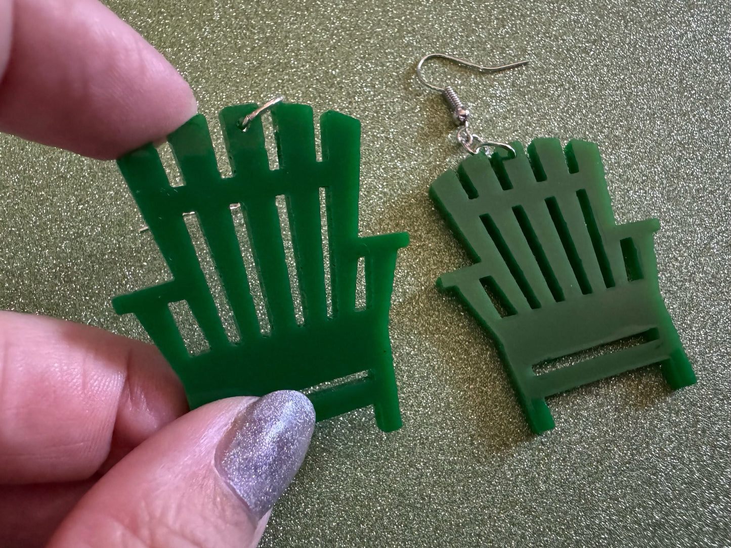 Beach Chair Earrings: Laser Cut Acrylic Chairs, Lawn Chair, Green Earrings, Mini Furniture, Vacay, Hawaii, Best Gifts for Her/Him/Them