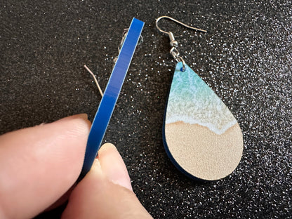Beach Earrings: Laser Cut Acrylic Waves, Surfing, Waves, Tropical Vacation, Holiday, Hawaii, Island Life, Sea, Best Gifts for Her/Him/Them