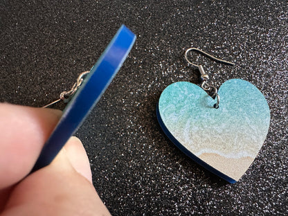 Beach Earrings: Laser Cut Acrylic Waves, Surfing, Waves, Tropical Vacation, Holiday, Hawaii, Island Life, Sea, Best Gifts for Her/Him/Them