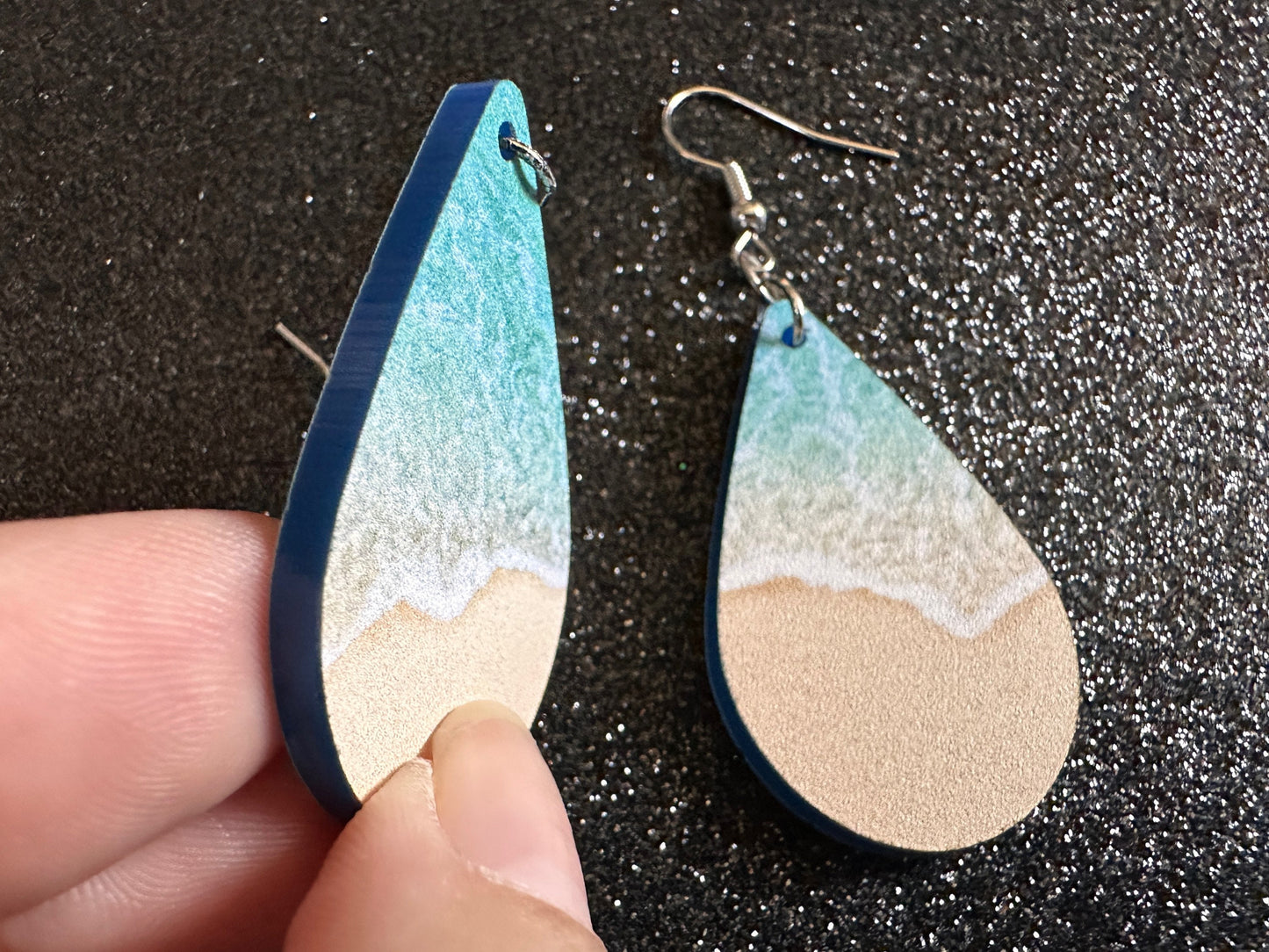Beach Earrings: Laser Cut Acrylic Waves, Surfing, Waves, Tropical Vacation, Holiday, Hawaii, Island Life, Sea, Best Gifts for Her/Him/Them