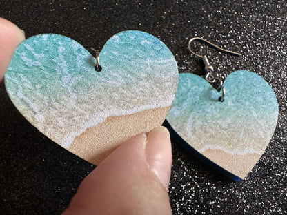 Beach Earrings: Laser Cut Acrylic Waves, Surfing, Waves, Tropical Vacation, Holiday, Hawaii, Island Life, Sea, Best Gifts for Her/Him/Them