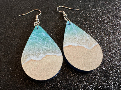 Beach Earrings: Laser Cut Acrylic Waves, Surfing, Waves, Tropical Vacation, Holiday, Hawaii, Island Life, Sea, Best Gifts for Her/Him/Them