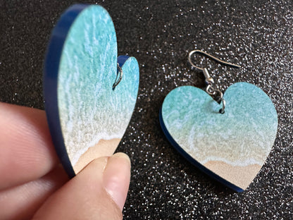 Beach Earrings: Laser Cut Acrylic Waves, Surfing, Waves, Tropical Vacation, Holiday, Hawaii, Island Life, Sea, Best Gifts for Her/Him/Them