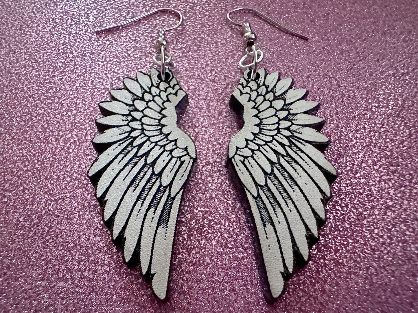 Beautiful Wing Earrings: Laser Cut Acrylic Wings, Angel Wings, White Wings, Bird Wings, Feathery Wings, Fly, Best Gifts for Her/Him/Them